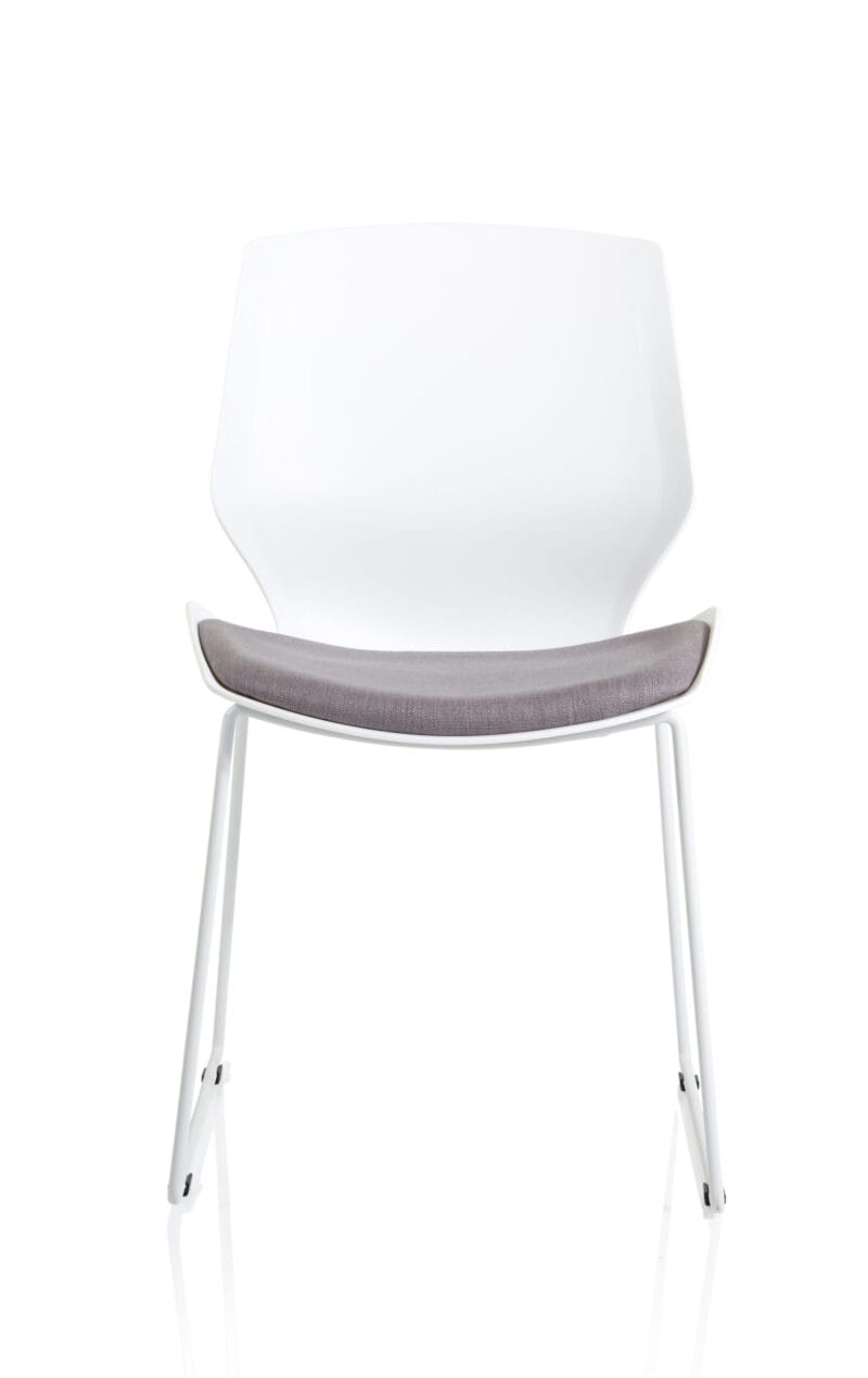 Florence Sled White Frame Fabric Seat Visitor Chair - Image 2
