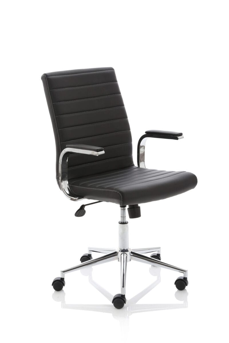 Impulse 1600mm Cantilever Straight Desk With Mobile Pedestal and Ezra Black Executive Chair - Image 16