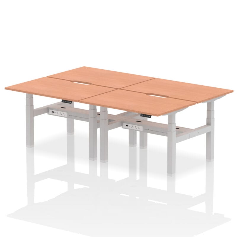 Air Back-to-Back Scalloped Edge Height Adjustable Bench Desk - 4 Person - Image 2