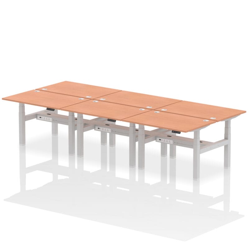 Air Back-to-Back Height Adjustable Bench Desk - 6 Person - Image 2