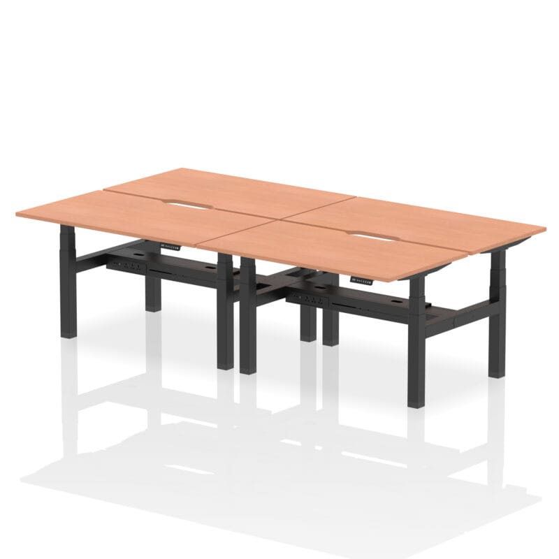 Air Back-to-Back Scalloped Edge Height Adjustable Bench Desk - 4 Person - Image 19
