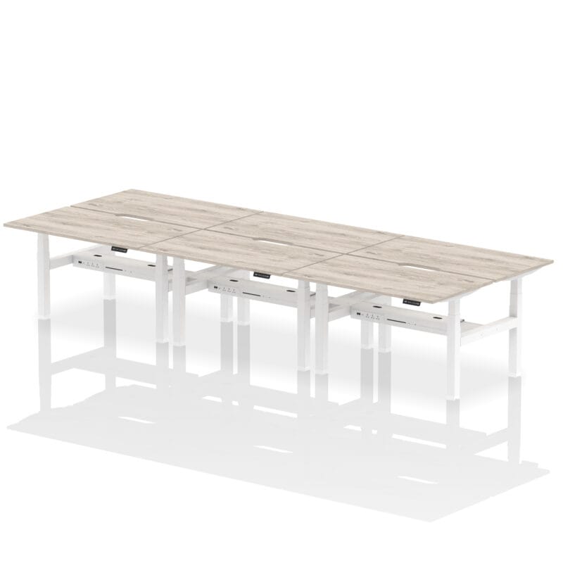 Air Back-to-Back Scalloped Edge Height Adjustable Bench Desk - 6 Person - Image 24