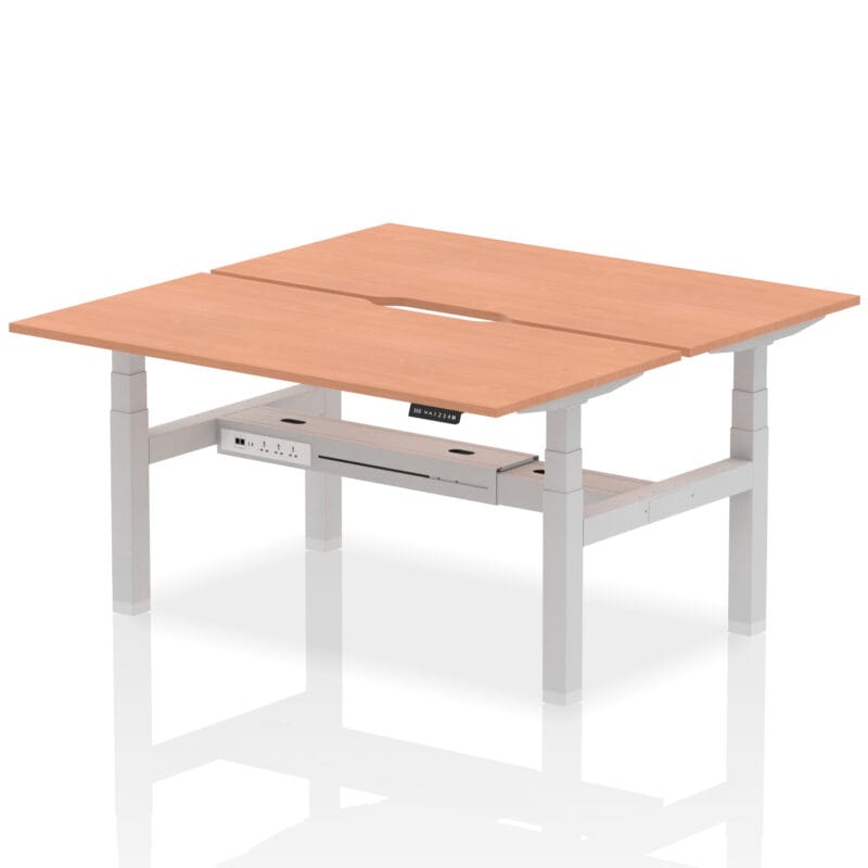 Air Back-to-Back Scalloped Edge Height Adjustable Bench Desk - 2 Person - Image 38