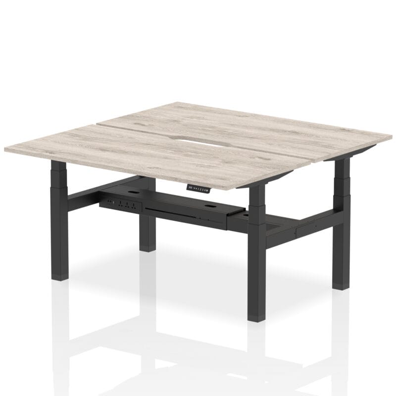 Air Back-to-Back Scalloped Edge Height Adjustable Bench Desk - 2 Person - Image 40