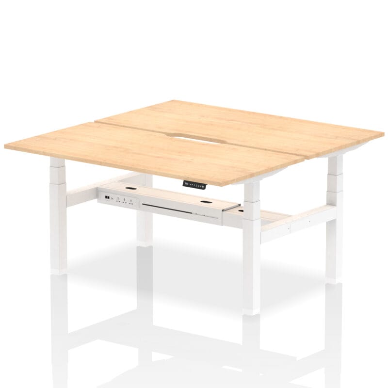 Air Back-to-Back Scalloped Edge Height Adjustable Bench Desk - 2 Person - Image 45