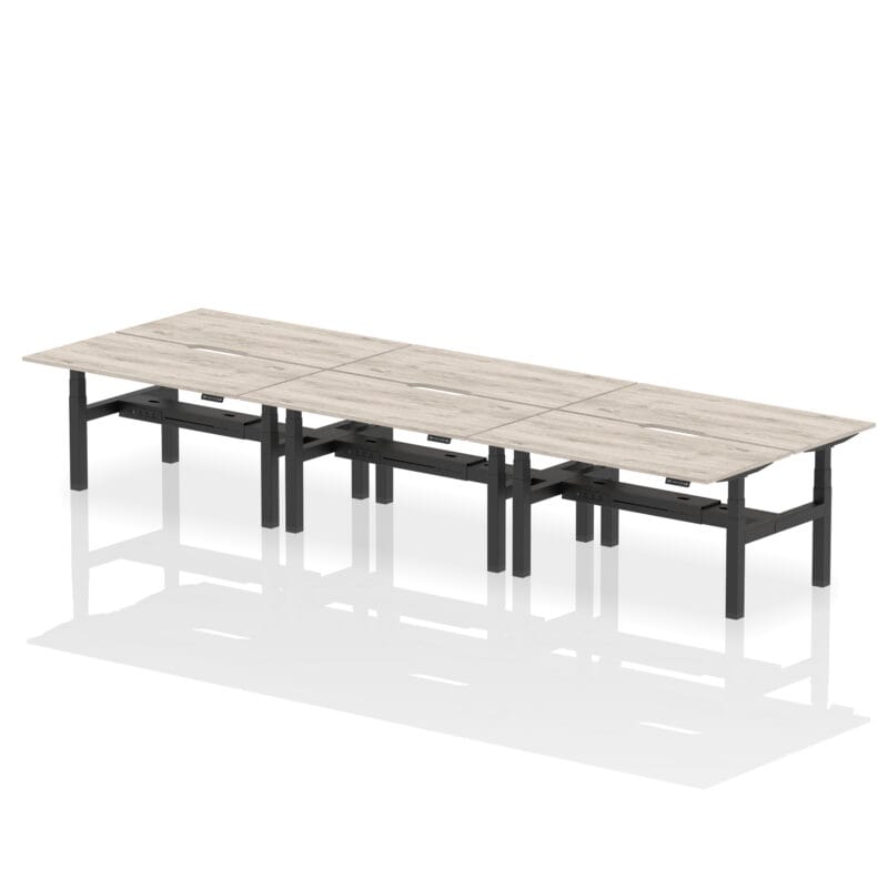 Air Back-to-Back Scalloped Edge Height Adjustable Bench Desk - 6 Person - Image 40