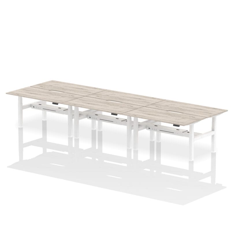 Air Back-to-Back Scalloped Edge Height Adjustable Bench Desk - 6 Person - Image 42