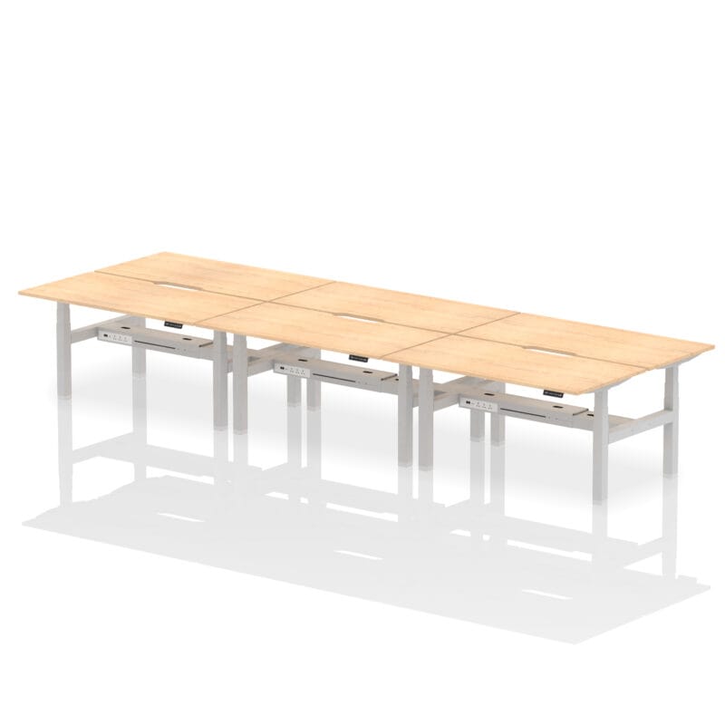 Air Back-to-Back Scalloped Edge Height Adjustable Bench Desk - 6 Person - Image 44