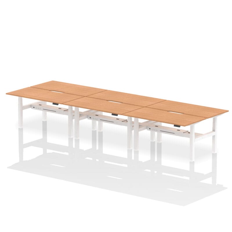 Air Back-to-Back Scalloped Edge Height Adjustable Bench Desk - 6 Person - Image 48