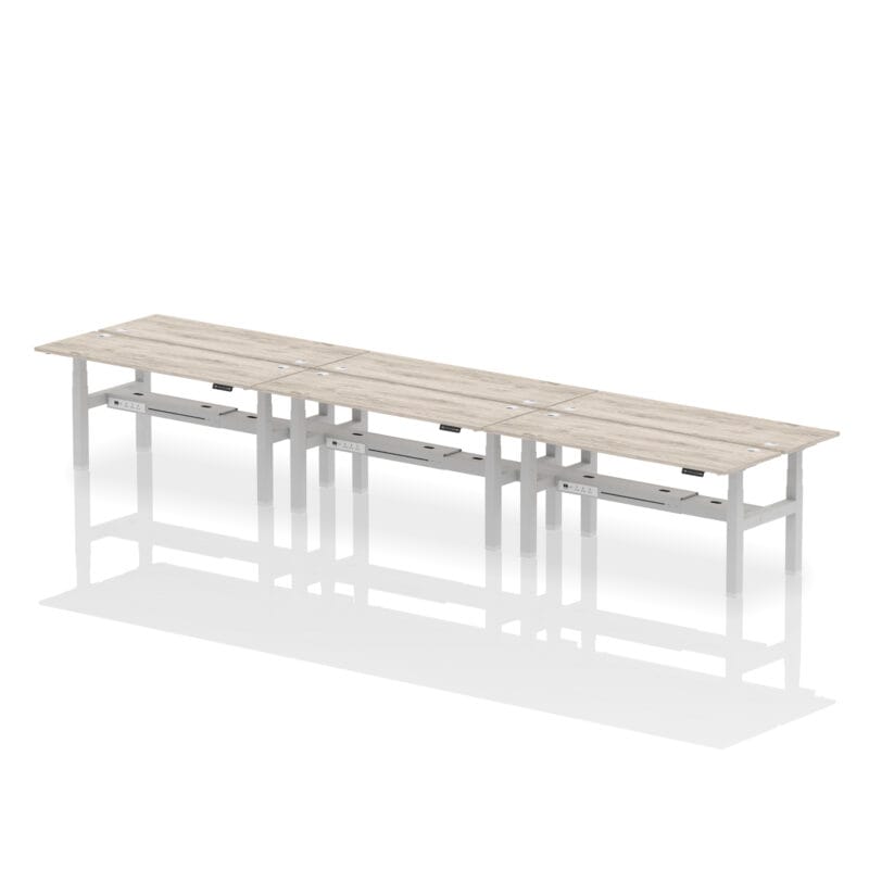 Air Back-to-Back Slimline Height Adjustable Bench Desk - 6 Person - Image 71