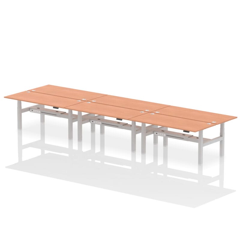 Air Back-to-Back Height Adjustable Bench Desk - 6 Person - Image 65