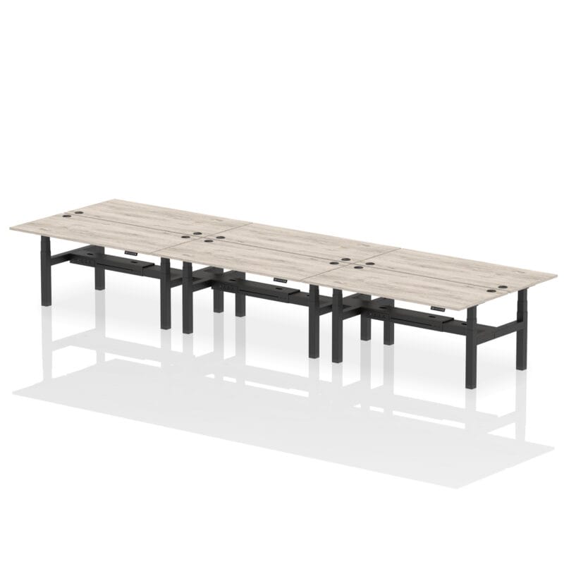 Air Back-to-Back Height Adjustable Bench Desk - 6 Person - Image 70