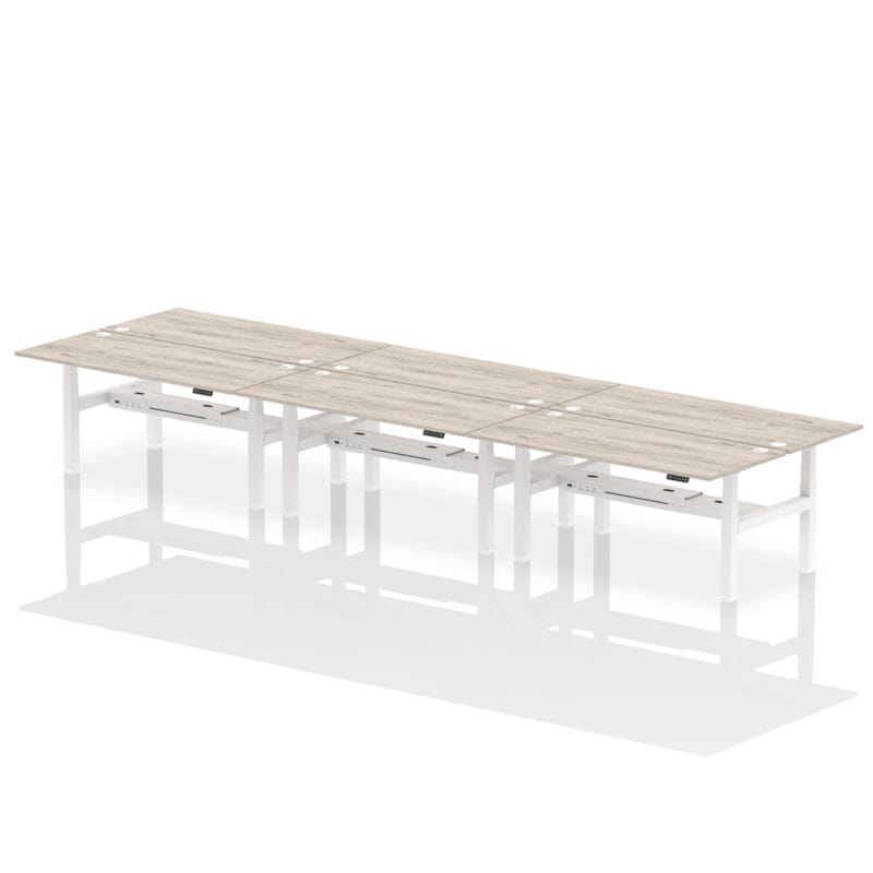 Air Back-to-Back Height Adjustable Bench Desk - 6 Person - Image 72
