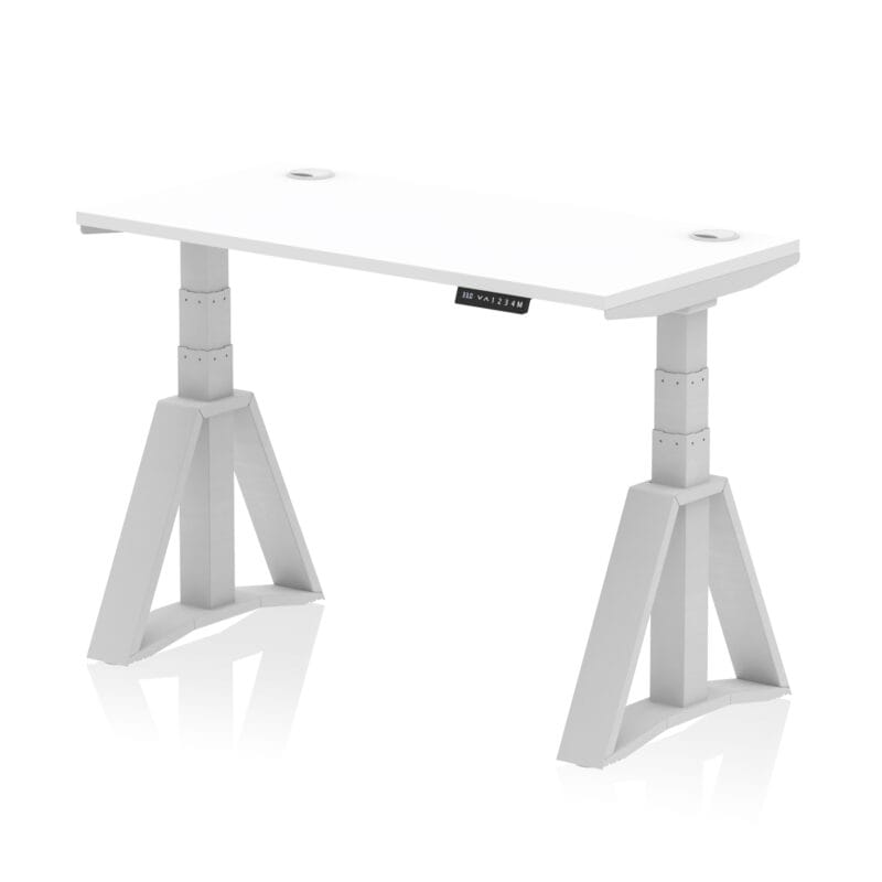 Air Height Adjustable Slimline Desk With Cable Ports With Piste Foot - Image 9