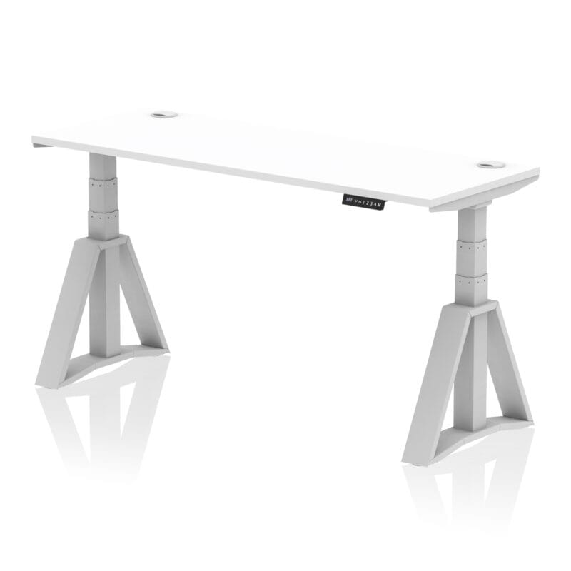 Air Height Adjustable Slimline Desk With Cable Ports With Piste Foot - Image 11