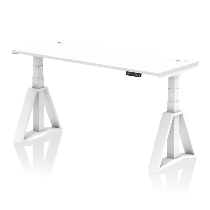 Air Height Adjustable Slimline Desk With Cable Ports With Piste Foot - Image 31