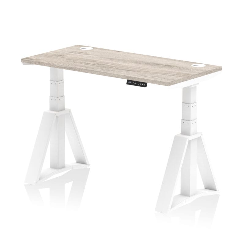 Air Height Adjustable Slimline Desk With Cable Ports With Piste Foot - Image 45