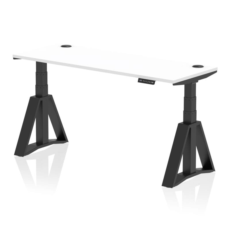 Air Height Adjustable Slimline Desk With Cable Ports With Piste Foot - Image 59