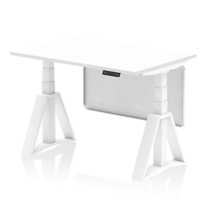 Air Height Adjustable Desk without Cable Ports With Steel Modesty Panel With Piste Foot - Image 29