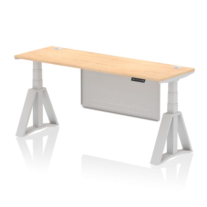 Air Height Adjustable Slimline Desk With Cable Ports With Steel Modesty Panel With Piste Foot - Image 16