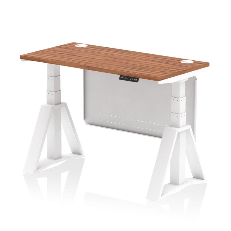Air Height Adjustable Slimline Desk With Cable Ports With Steel Modesty Panel With Piste Foot - Image 25
