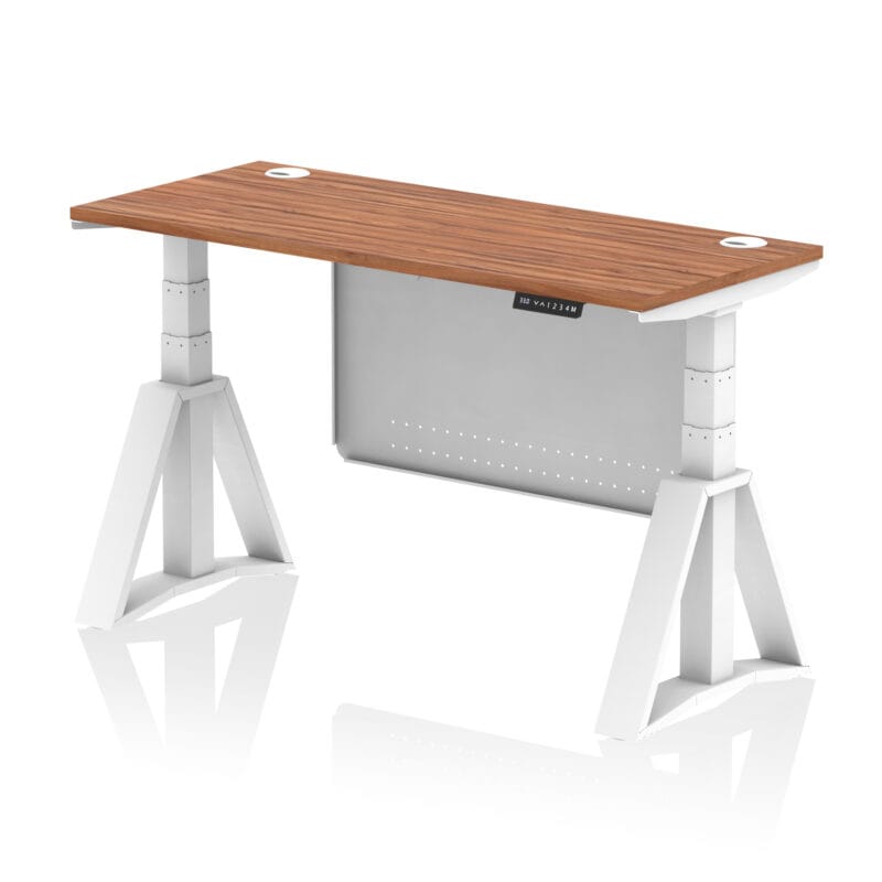 Air Height Adjustable Slimline Desk With Cable Ports With Steel Modesty Panel With Piste Foot - Image 26