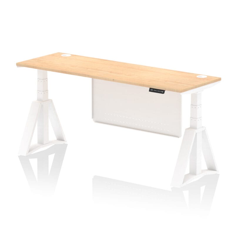 Air Height Adjustable Slimline Desk With Cable Ports With Steel Modesty Panel With Piste Foot - Image 36