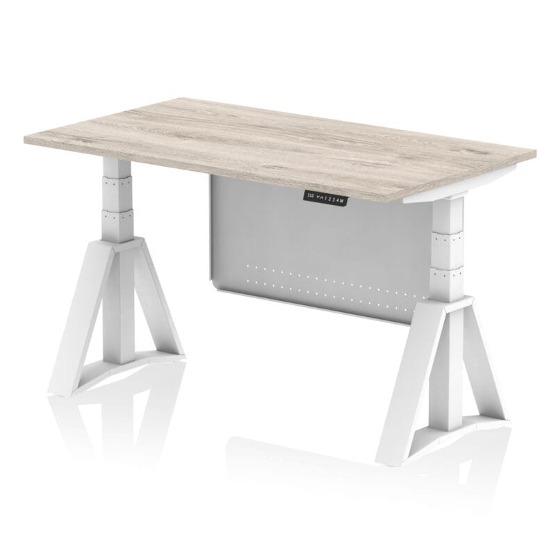 Air Height Adjustable Desk without Cable Ports With Steel Modesty Panel With Piste Foot - Image 44