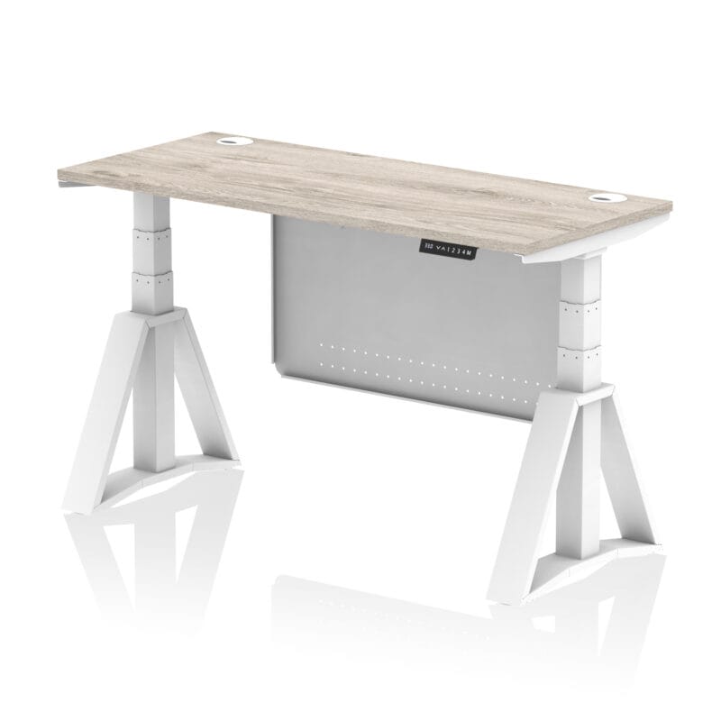 Air Height Adjustable Slimline Desk With Cable Ports With Steel Modesty Panel With Piste Foot - Image 46