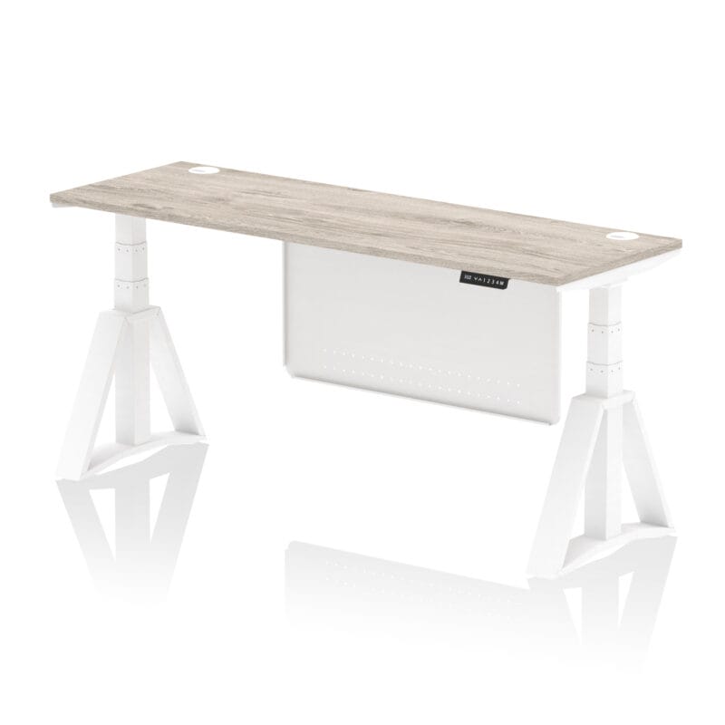 Air Height Adjustable Slimline Desk With Cable Ports With Steel Modesty Panel With Piste Foot - Image 48