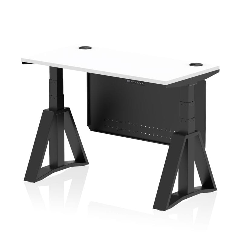 Air Height Adjustable Slimline Desk With Cable Ports With Steel Modesty Panel With Piste Foot - Image 57