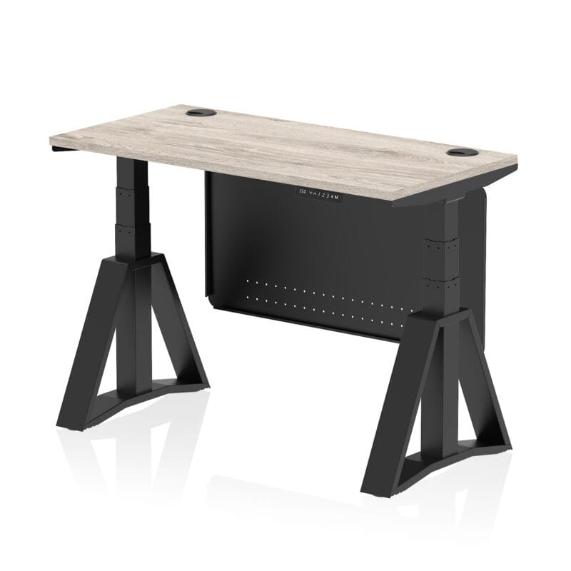 Air Height Adjustable Slimline Desk With Cable Ports With Steel Modesty Panel With Piste Foot - Image 69
