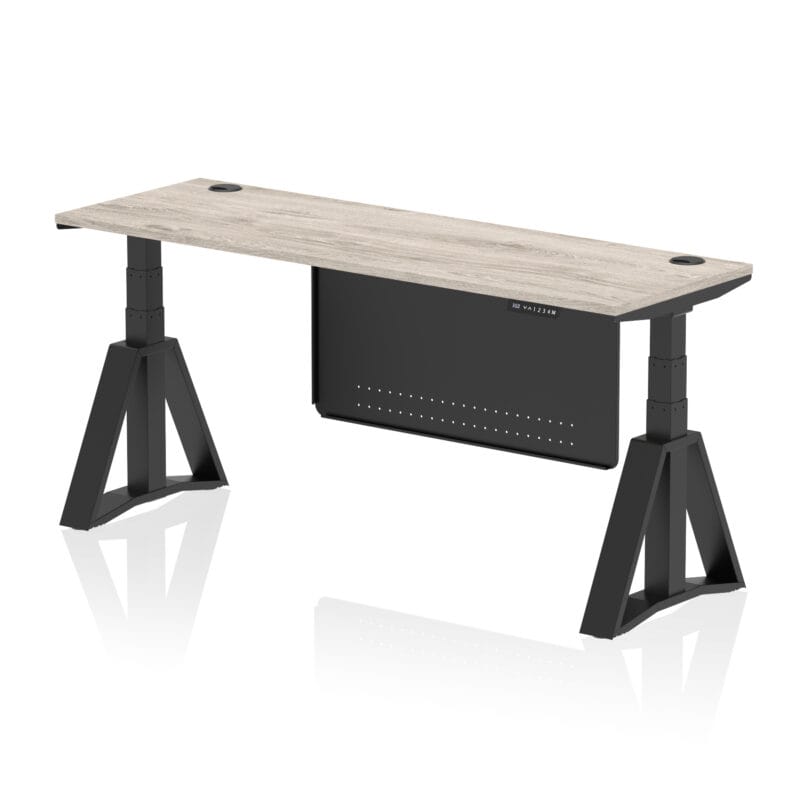Air Height Adjustable Slimline Desk With Cable Ports With Steel Modesty Panel With Piste Foot - Image 72