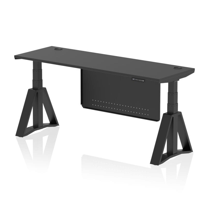 Air Height Adjustable Slimline Desk With Cable Ports With Steel Modesty Panel With Piste Foot - Image 82