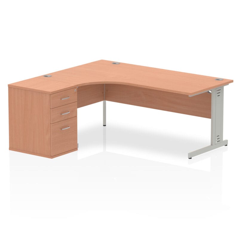 Impulse 1800mm Cable Managed Left Crescent Desk Workstation - Image 2