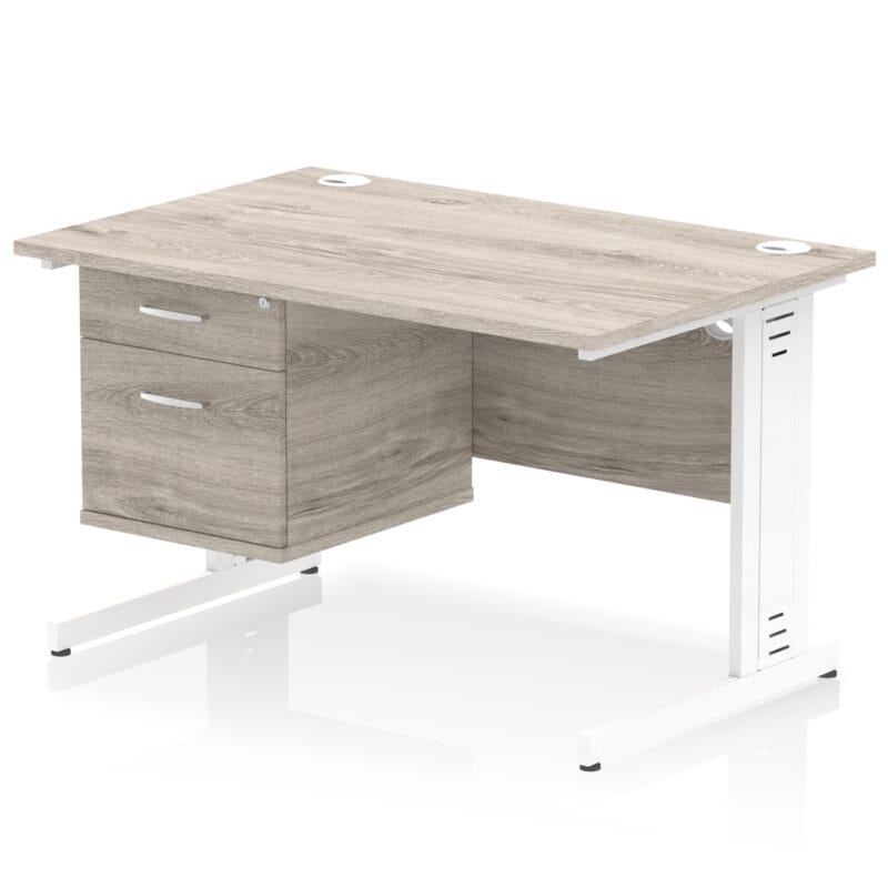 Impulse 1200mm Cable Managed Straight Desk With Single Fixed Pedestal - Image 11