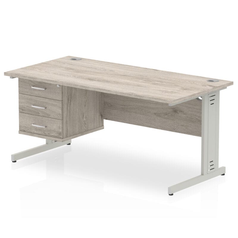 Impulse 1600mm Cable Managed Straight Desk With Single Fixed Pedestal - Image 10