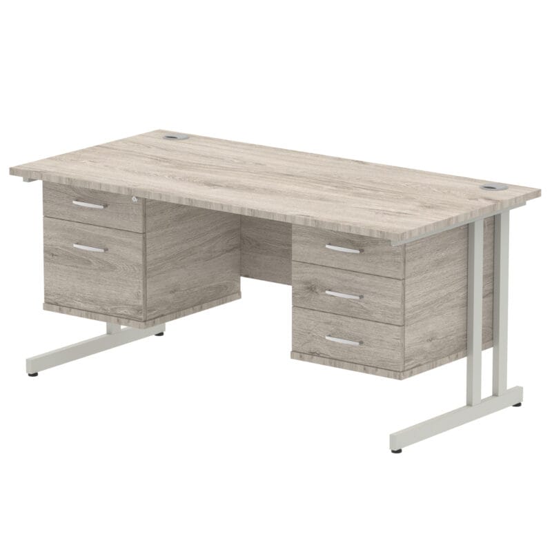 Impulse 1600mm Cantilever Straight Desk With Two Fixed Pedestal - Image 27