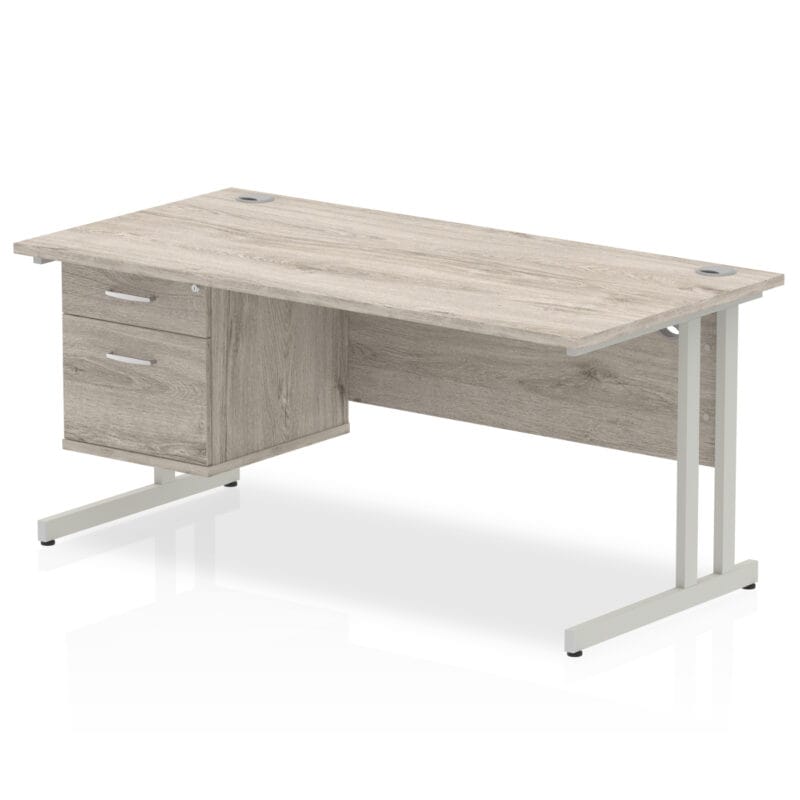 Impulse 1600mm Cantilever Straight Desk With Single Fixed Pedestal - Image 27