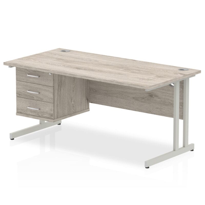 Impulse 1600mm Cantilever Straight Desk With Single Fixed Pedestal - Image 28