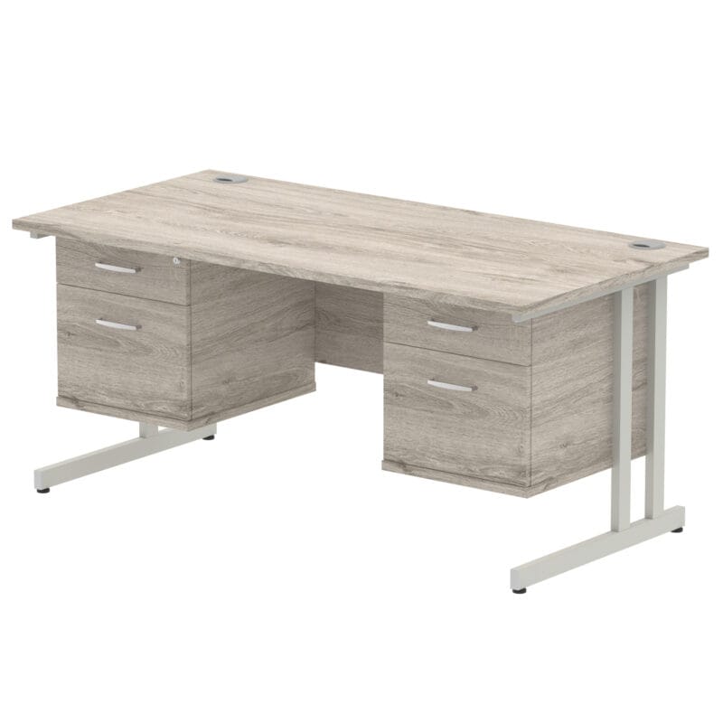 Impulse 1600mm Cantilever Straight Desk With Two Fixed Pedestal - Image 28