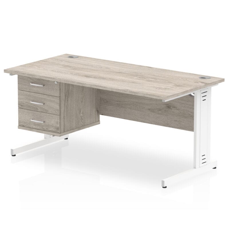 Impulse 1600mm Cable Managed Straight Desk With Single Fixed Pedestal - Image 12
