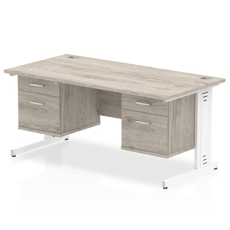 Impulse 1600mm Cable Managed Straight Desk With Two Fixed Pedestal - Image 13