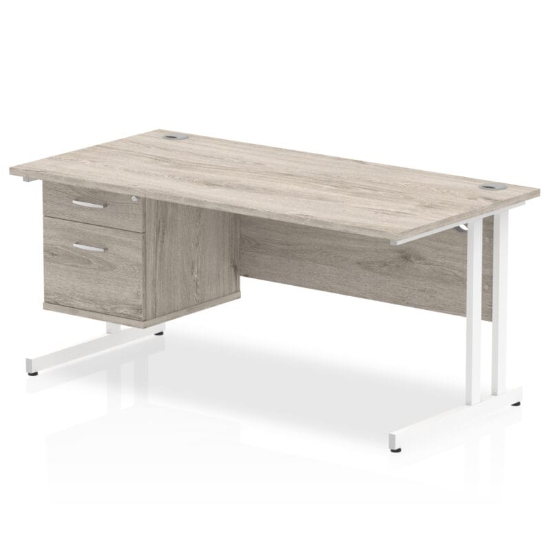 Impulse 1600mm Cantilever Straight Desk With Single Fixed Pedestal - Image 5