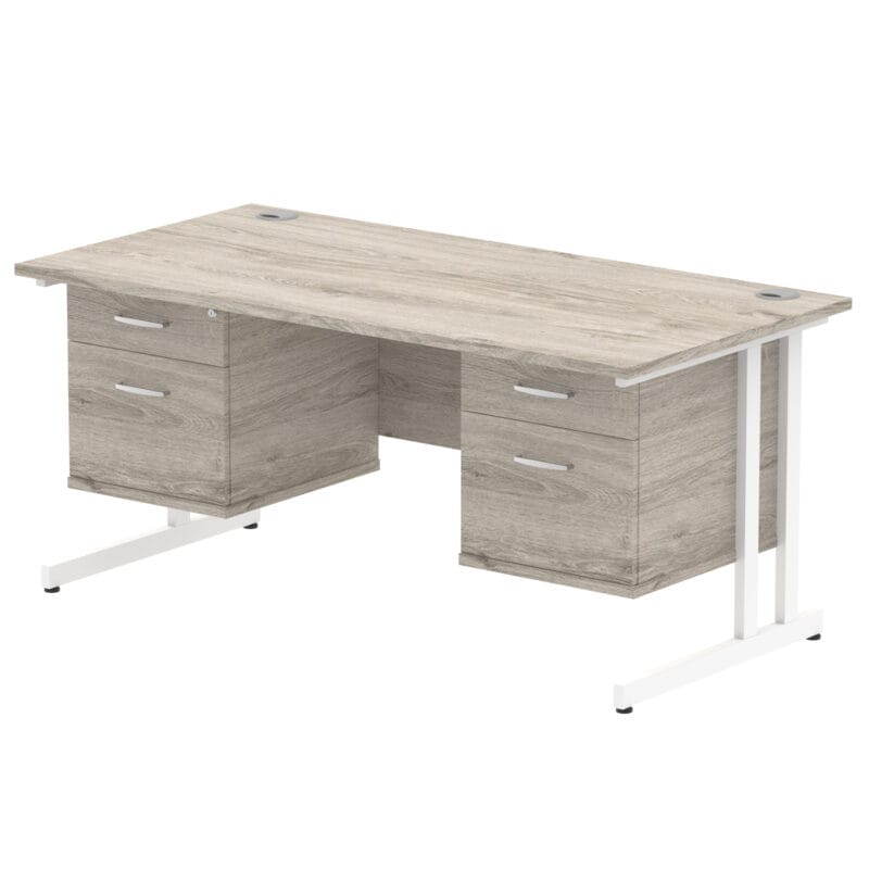 Impulse 1600mm Cantilever Straight Desk With Two Fixed Pedestal - Image 5
