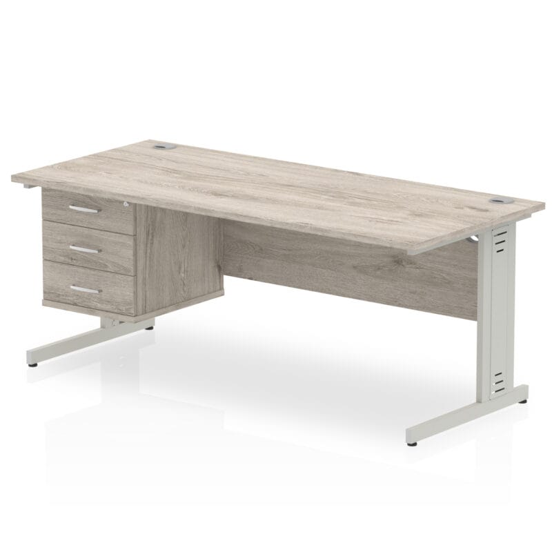 Impulse 1800mm Cable Managed Straight Desk With Single Fixed Pedestal - Image 11