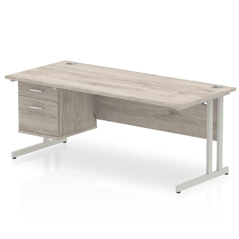 Impulse 1800mm Cantilever Straight Desk With Single Fixed Pedestal - Image 27