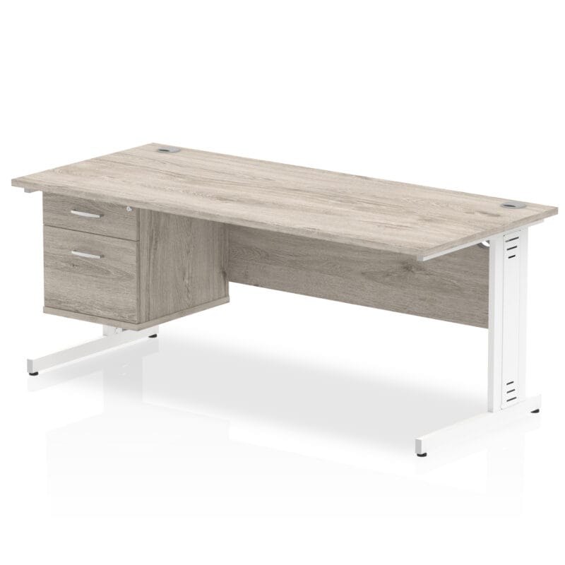 Impulse 1800mm Cable Managed Straight Desk With Single Fixed Pedestal - Image 10
