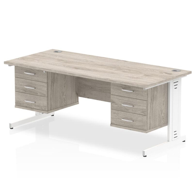 Impulse 1800mm Cable Managed Straight Desk With Two Fixed Pedestal - Image 14