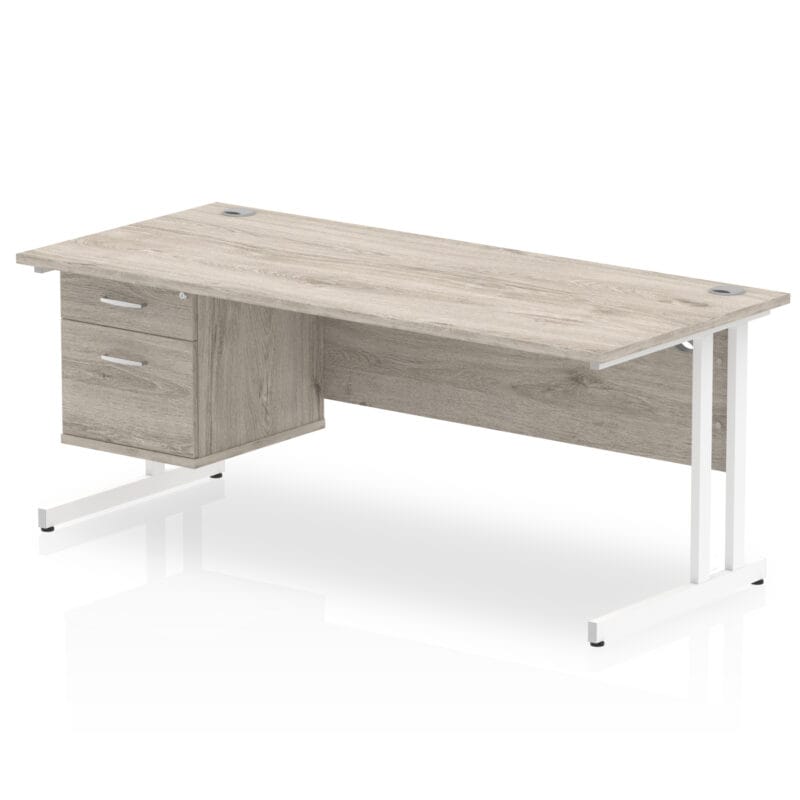 Impulse 1800mm Cantilever Straight Desk With Single Fixed Pedestal - Image 5